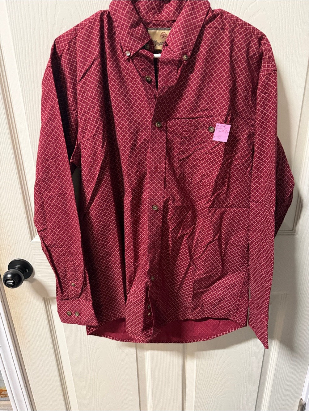 Wrangler Burgundy Patterned Button-Up Shirt Jacket